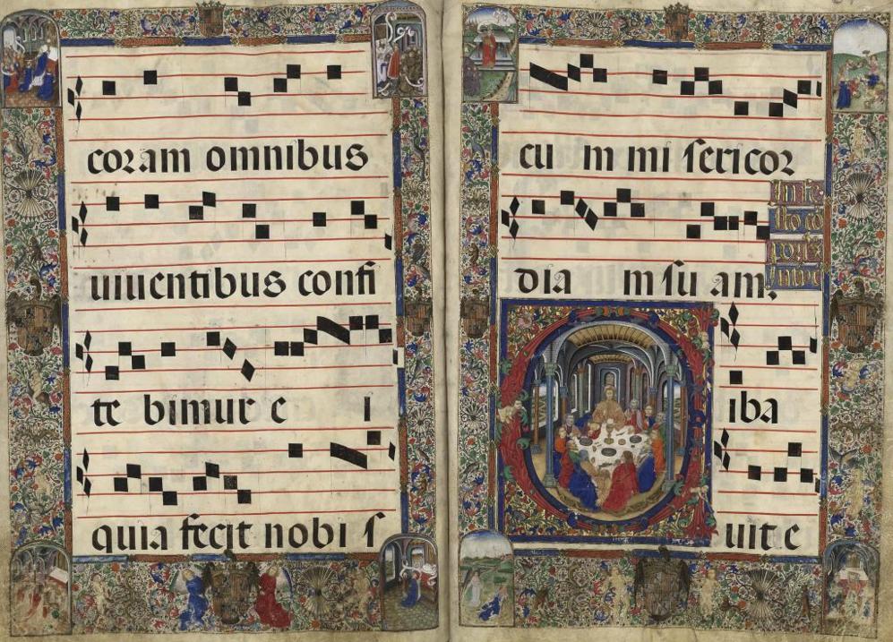 Notas musicales medievales manuscrito