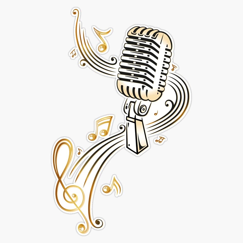 Micrófono y notas musicales