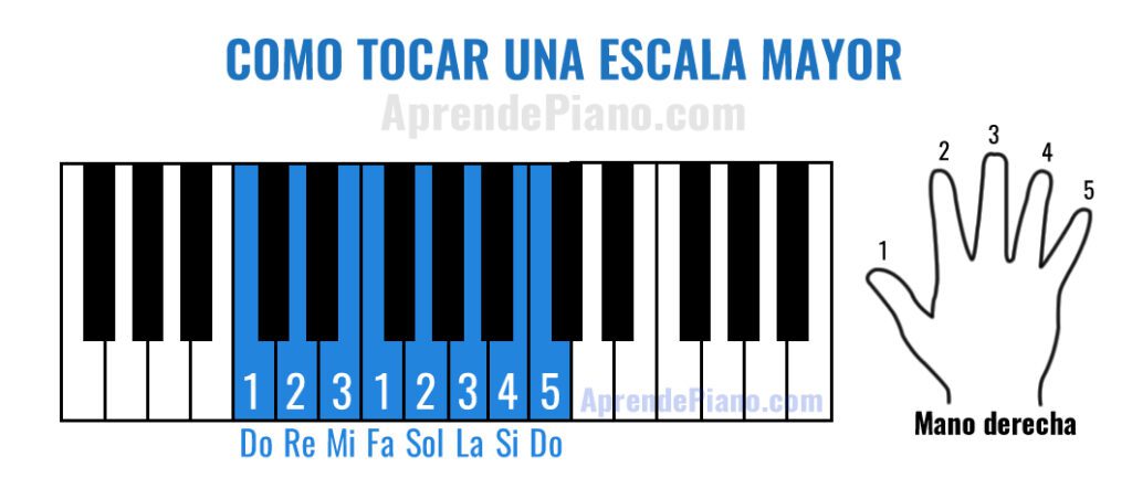 Teclado piano escalas mayores menores