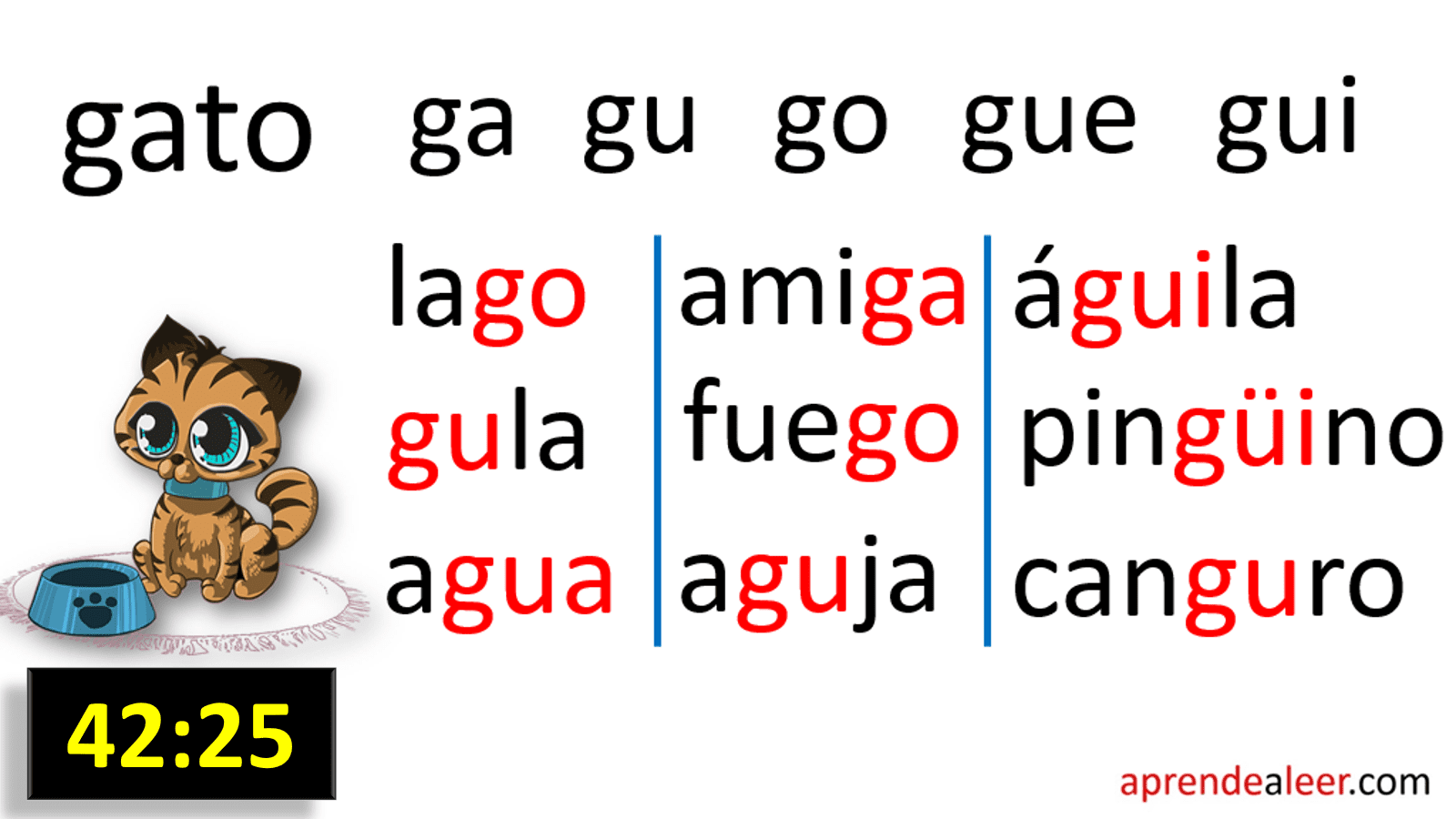 niños aprendiendo silabas ga gue gui