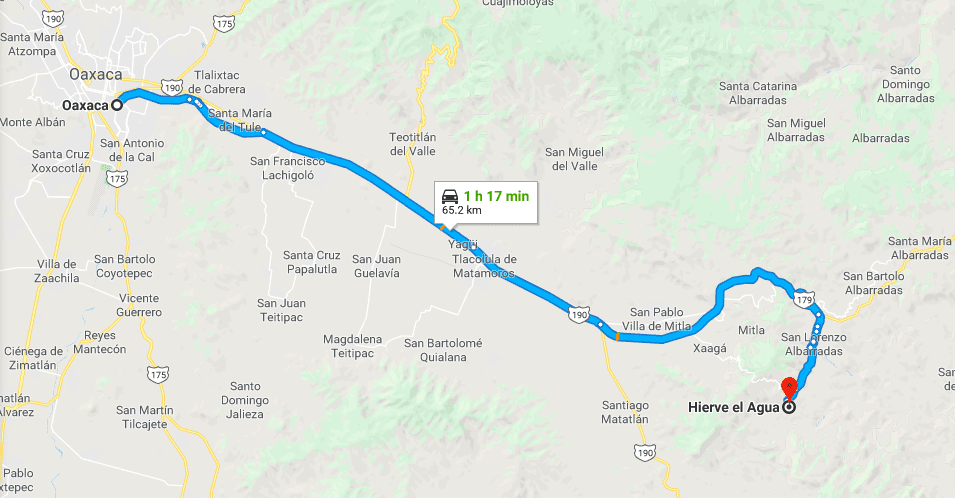 como llegar de oaxaca a hierve el agua en transporte publico