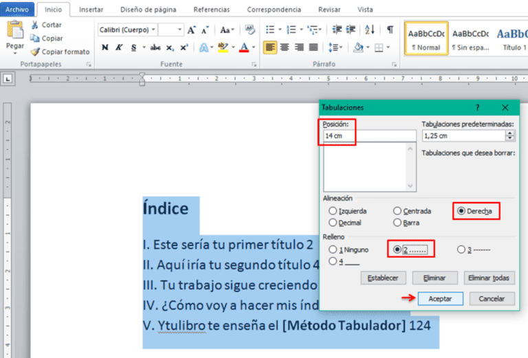 Cómo crear un índice de tablas e ilustraciones en Word 5 Cómo crear un índice de tablas e ilustraciones en Word